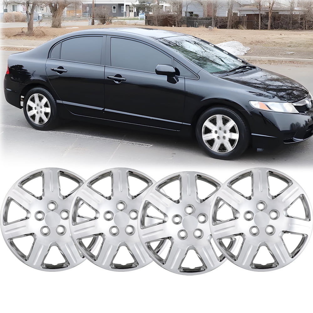 16" Hubcaps Compatible with Honda Civic 2006 2007 2008 2009 2010 2011 Wheel Rim Covers,Heavy Duty ABS&PC Material (Set of 4,Chrome)