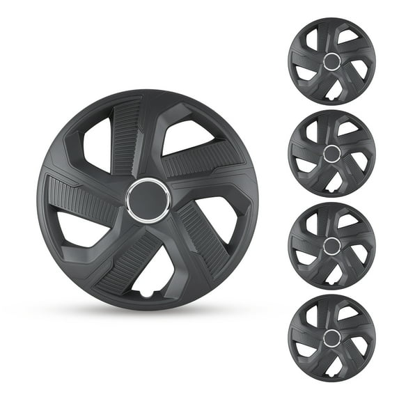 16" Hubcaps Snap Universal Wheel Rim Cover On Car Truck SUV PP Material for Car Accessories Wheel Covers Snap Clip Tire Rim Replacement, Set of 4 (16 Inch,Matte Black)