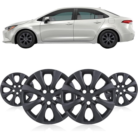 16" Hubcaps for Toyota Corolla 2020-2026 Steel Wheels, 2023-2026 TOYOTA COROLLA HYBRID LE, R16 Car Hubcaps Snap On Installation 16 Inch Wheel Rim Cover Set of 4, Matte Black
