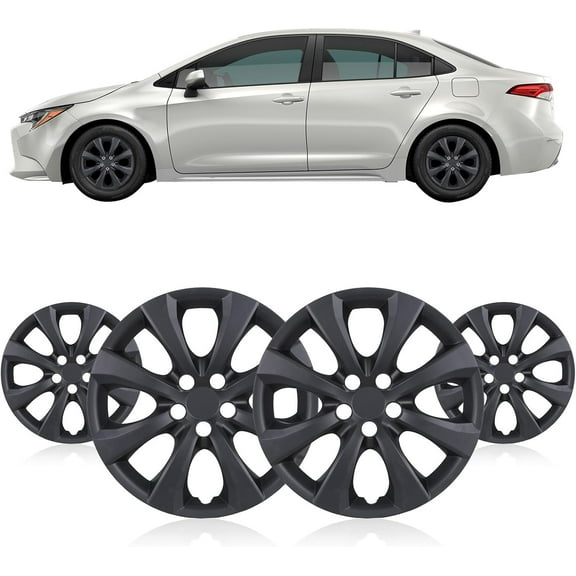 16" Hubcaps for Toyota Corolla 2020-2026 Steel Wheels, 2023-2026 TOYOTA COROLLA HYBRID LE, R16 Car Hubcaps Snap On Installation 16 Inch Wheel Rim Cover Set of 4, Matte Black