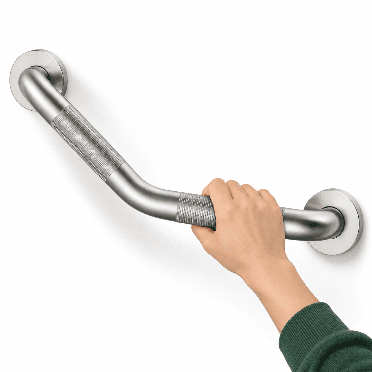 Shower Safety Rails 16 IN-1 Pack Nickel 16 Inch Angled Stainless Steel Shower Grab Bar ...