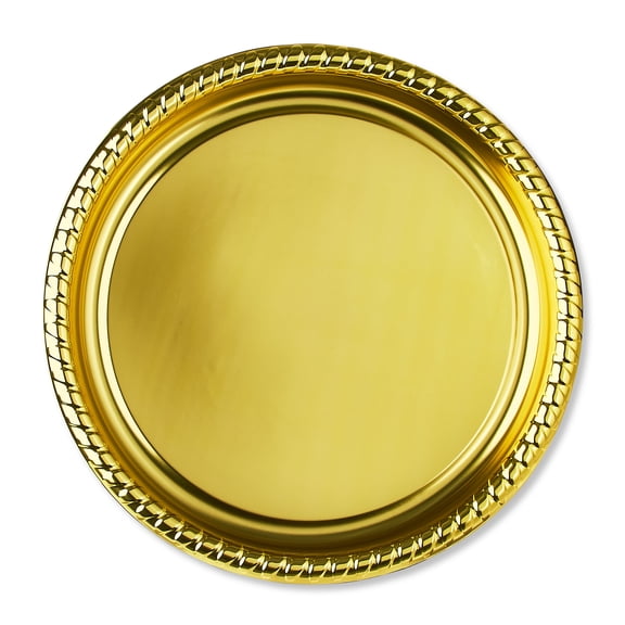 16 IN Gold Round Plastic Serving Platter, by Way To Celebrate