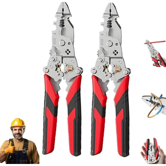 16-In-1 Foldable Stainless Steel Wire Stripper, 16 in 1 Multifunctional Wire Stripper Twister, Compact & Non-Slip, Time-Saving Convenience for Electricians (2PCS)