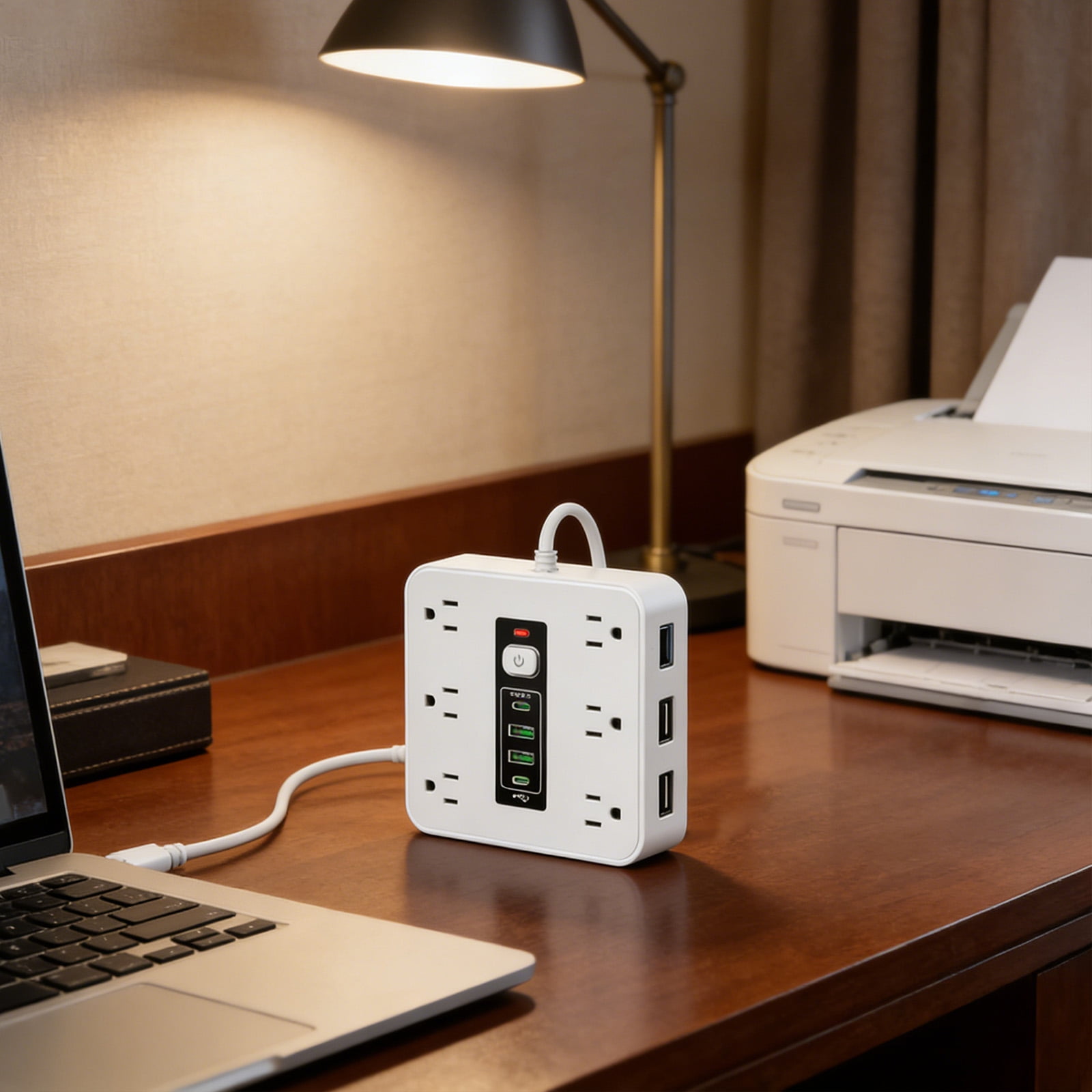 16-In-1 Surge Protector Power Strip With 12 Outlets, 2 Usb-C & 2 Usb-A Ports, 6.6Ft Extension Cord, Wall/Desktop Mountable, Portable For Home Office Travel