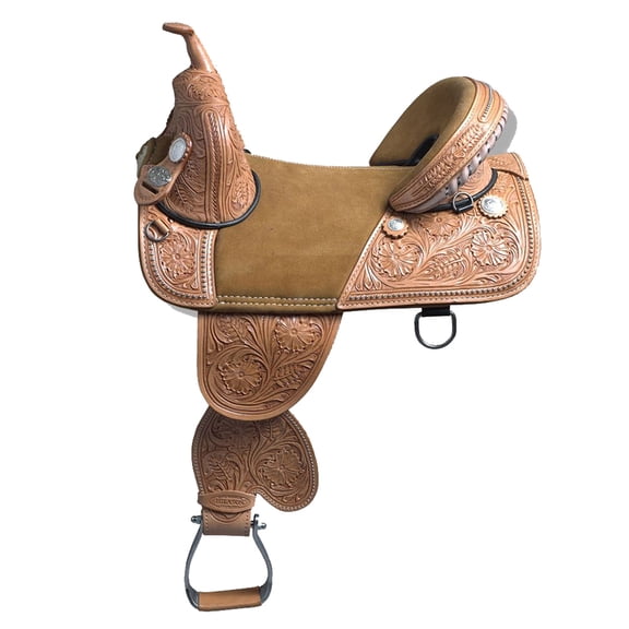 16 In HILASON Treeless Western Trail Barrel Racing American Leather Saddle