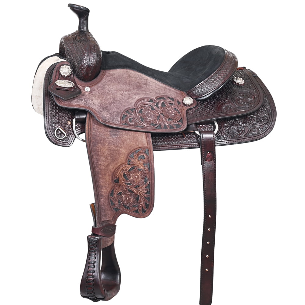 16 In HILASON Western Horse Ranch Roping Roper American Leather Saddle ...