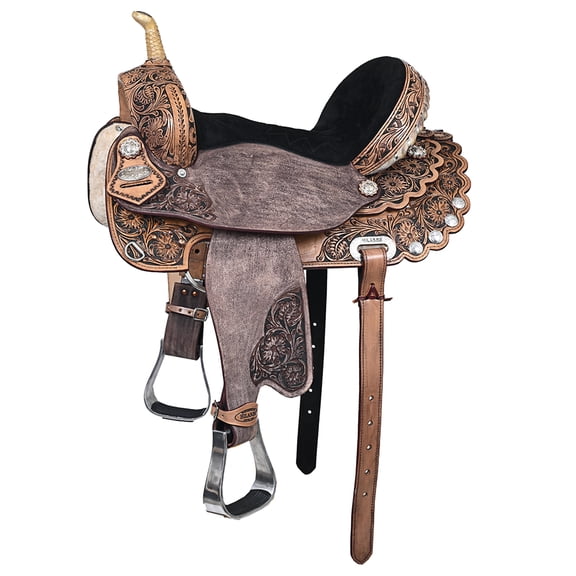 16 In HILASON Western Horse Saddle American Leather Flex Tree Trail & Pleasure Dark Brown
