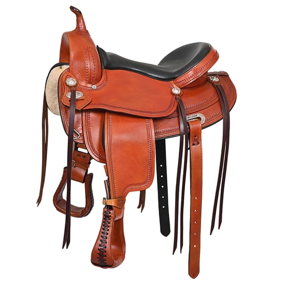 16 In HILASON Western Horse Saddle American Leather Flex Tree Trail & Pleasure Saddle Tan