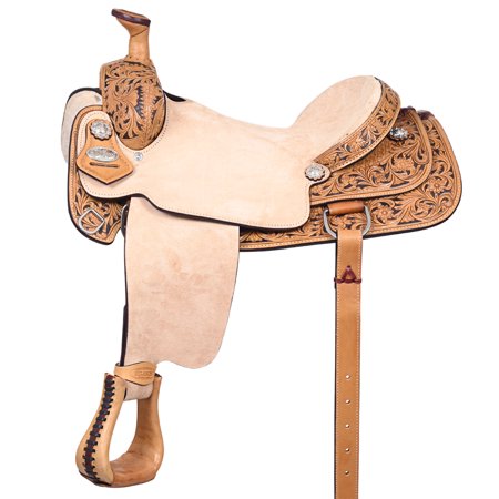 16 In HILASON Western Horse roping Trail pleasure American Leather Saddle Tan