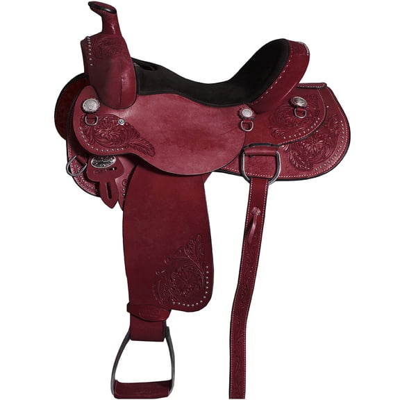 16 In Hilason Western Horse Ranch Roping American Leather Saddle Mahogany