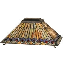 16 In. Long Tiffany Jeweled Peacock Oblong Shade