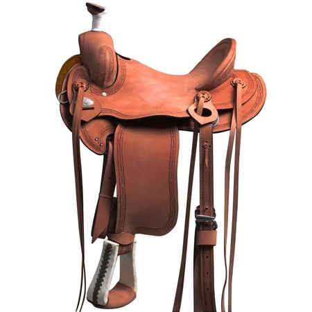 16 In Western Horse Saddle American Leather Ranch Roping Trail Hilason Dark Tan