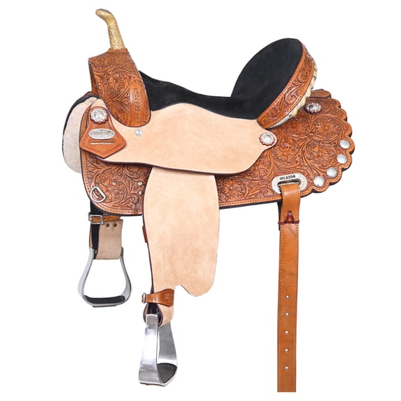 16 In Western Horse Saddle American Leather Treeless Trail Barrel Hilason