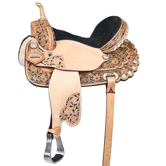 16 In Western Horse Saddle American Leather Treeless Trail Barrel Hilason