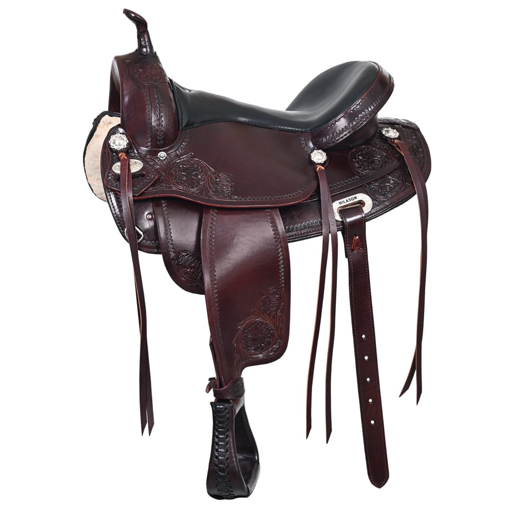Sac de selle de cheval en cuir véritable de vachette Western Trail