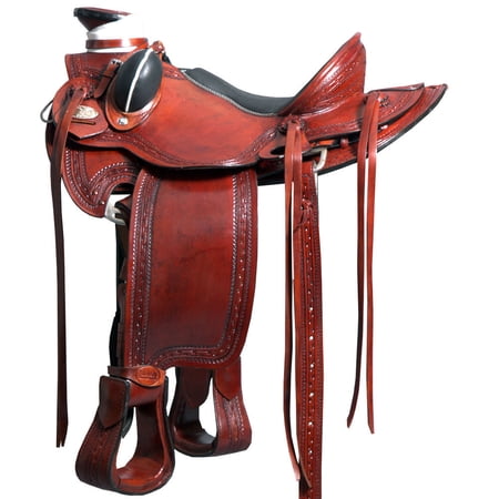 16 In Western Horse Saddle American Leather Wade Ranch Roping Mahogany Hilason