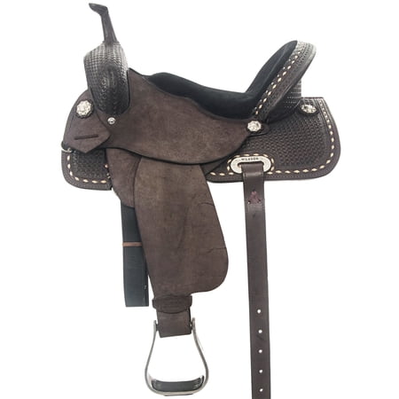 16 In Western Horse Saddle Hilason Flex Tree American Leather Barrel