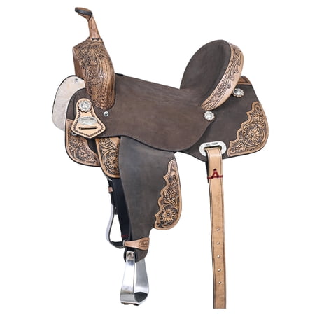 16 In Western Horse Saddle Hilason Flex Tree American Leather Trail Barrel