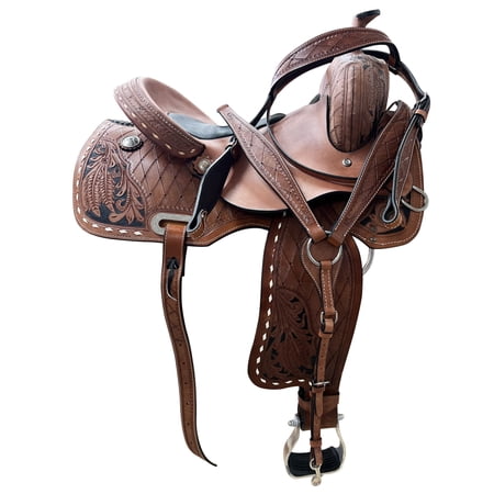 16 In Western Horse Saddle Leather Barrel Trail Pleasure Comfytack Tack Set