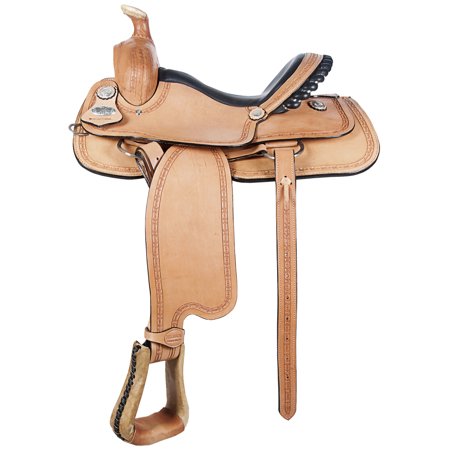 16 In Western Horse Saddle Tan American Leather Ranch Roping Trail Hilason