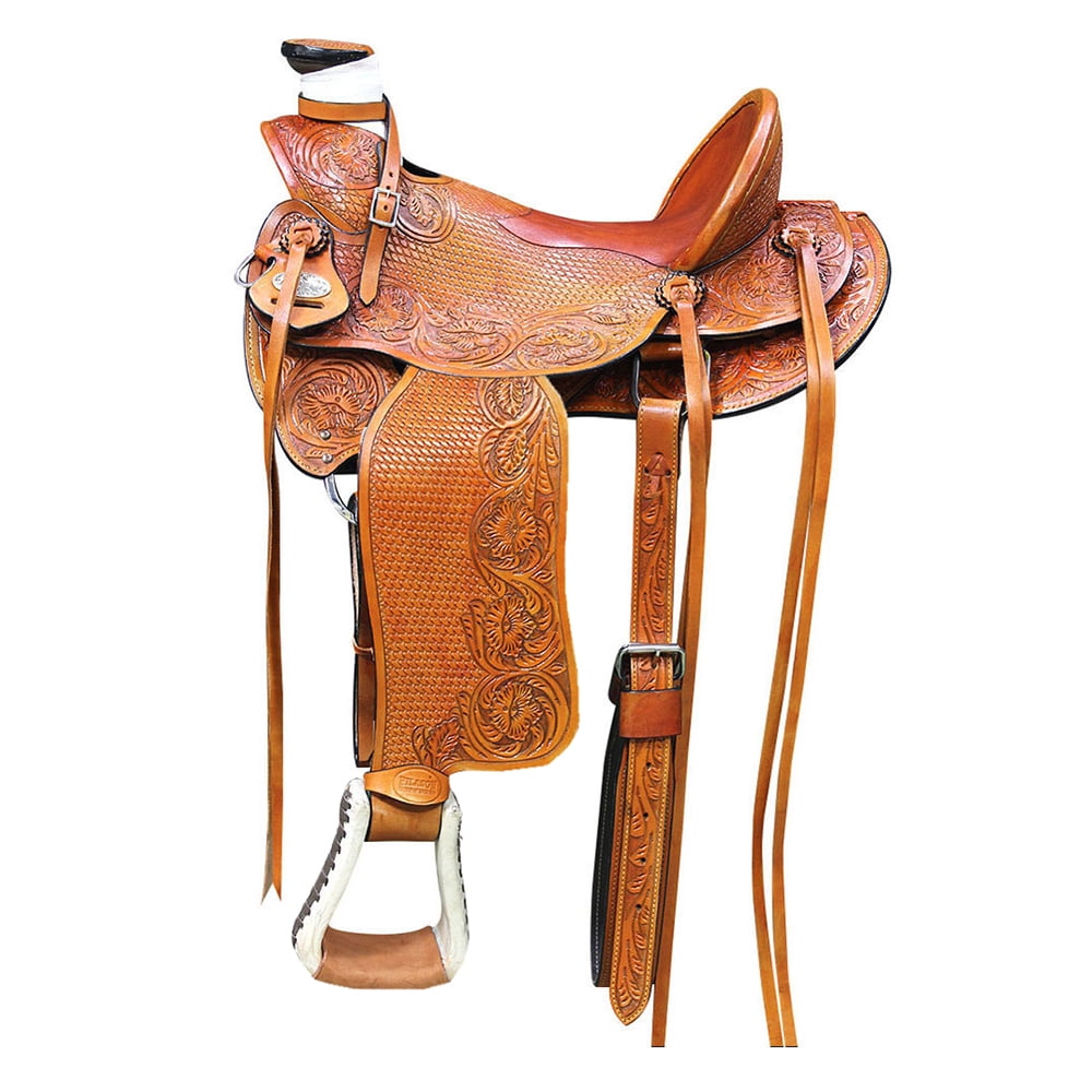 16 In Western Horse Wade Saddle American Leather Ranch Roping Beige ...