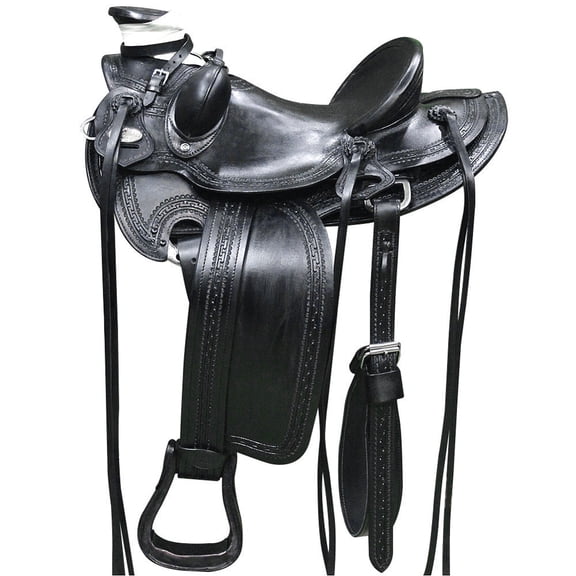 16 In Western Horse Wade Saddle American Leather Ranch Roping Black Hilason