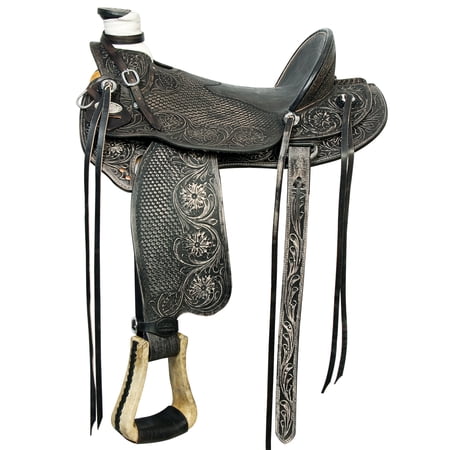 16 In Western Horse Wade Saddle American Leather Ranch Roping Black Hilason