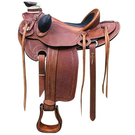 16 In Western Horse Wade Saddle American Leather Ranch Roping Mahogany Hilason