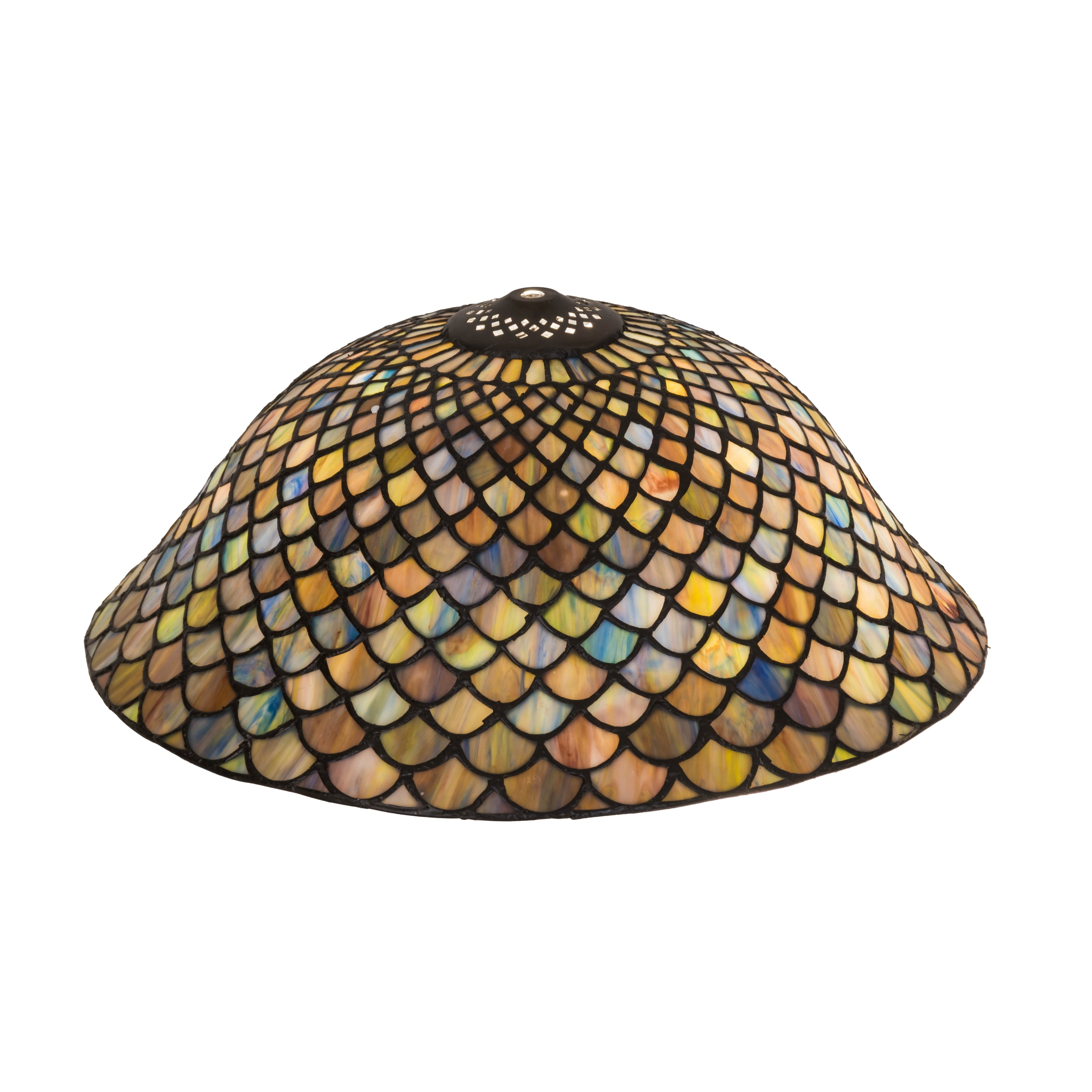Sunflower Amber Blue 16" Tiffany Fishscale Glass Shade