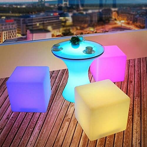 16 IncH rECHARGEABLE led cHANGING cUBE cHAIR lIGHT, wATERPROOF rgb cHANGING led lIGHT cUBE sEAT sTOOL sIDE tABLE W/rEMOTE FOR pARTY mOOD lAMP nIGHT rOMANTIC dECORATIVE lIGHTING