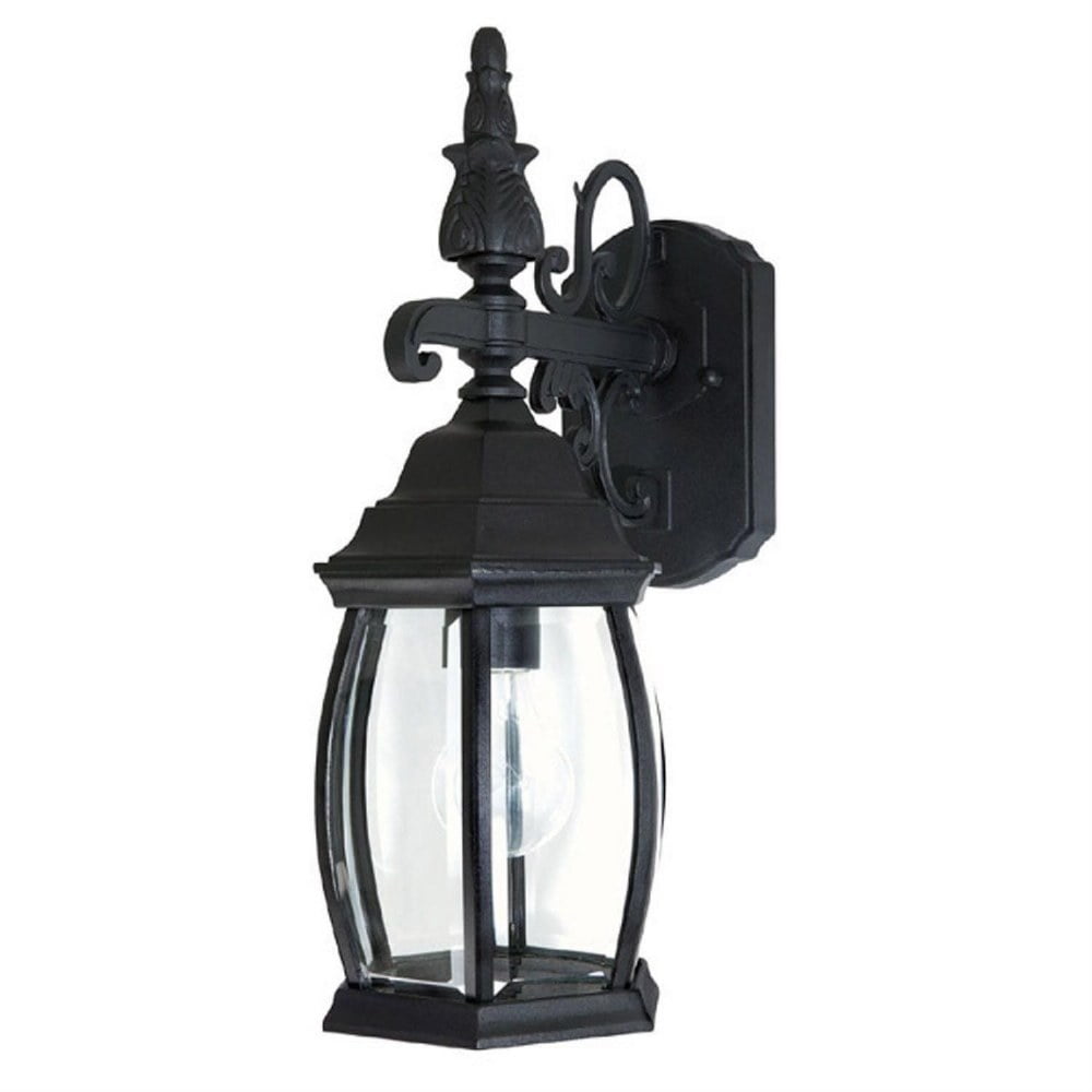 Black French Country Outdoor Wall Lantern with Clear Glass