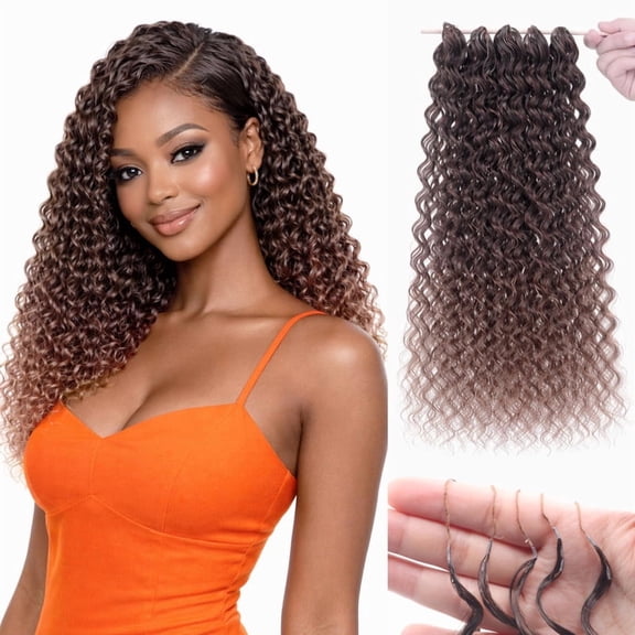 16 Inch 100 Strands 180g Deep Wave Feather Crochet Hair(T30),Pre-Looped Hair for Black Women, Synthetic Pre Separated Invisible Knotless Crochet Bundles, Feathered Tip Braids Extensions