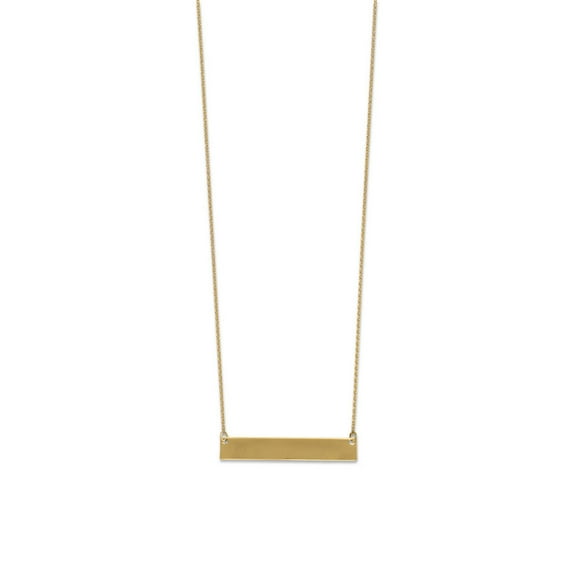 16 Inch + 2 Inch Extention Gold-Flashed Sterling Silver Necklace Polished Engravable Bar