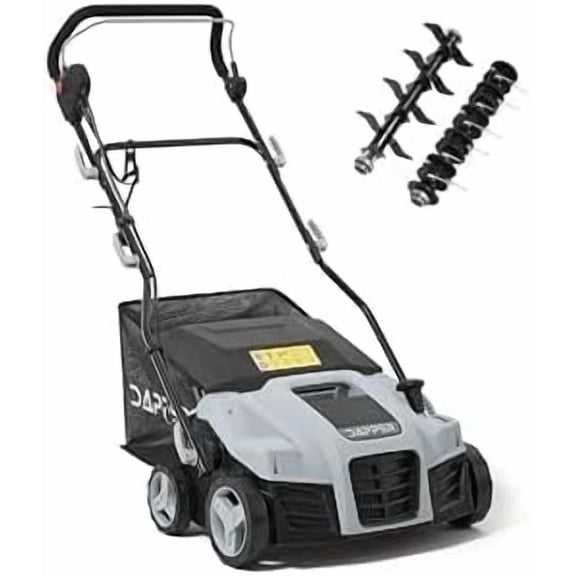 16-Inch 2-in-1 Electric Dethatcher and Scarifier Lawn Dethatcher with 14.5-Gallon Removable Thatch Collection Bag, 5-Position Depth Adjustment, 15.5 Amp, Quick-Fold, Keeps Lawn Healthy$$Tools