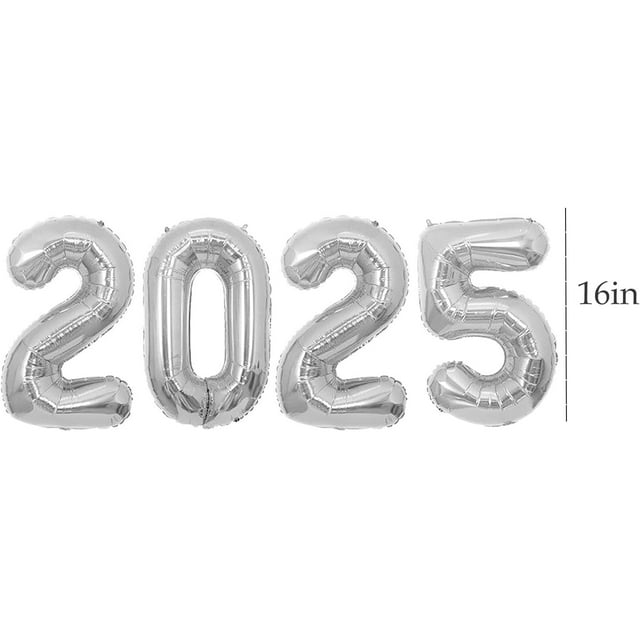 16 Inch 2025 Balloons, 2025 Foil Number Balloons For 2025 New Year Eve