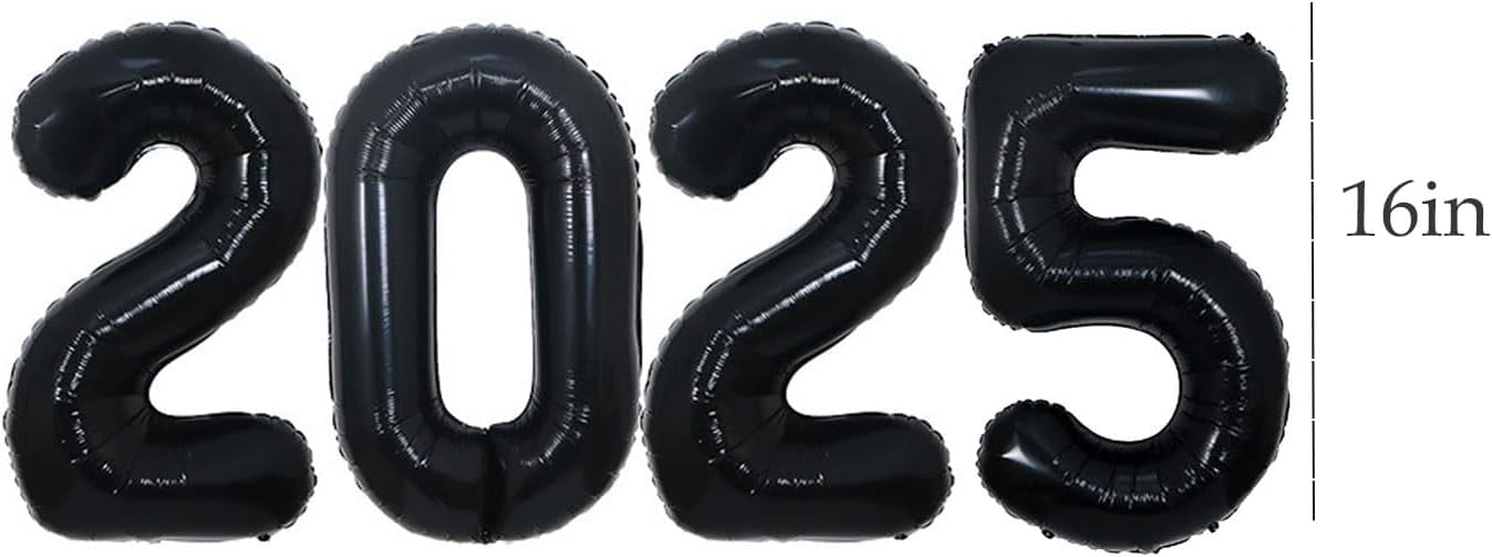 16 Inch 2025 Balloons, 2025 Foil Number Balloons For 2025 New Year Eve