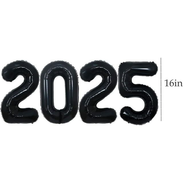 16 Inch 2025 Balloons, 2025 Foil Number Balloons For 2025 New Year Eve