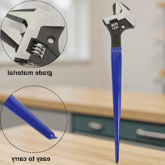 16-Inch 4-in-1 Adjustable Spanner Wrench with Hammer Function, 1.57-Inch Max Jaw Capacity, Chrome Finish, Heavy Duty