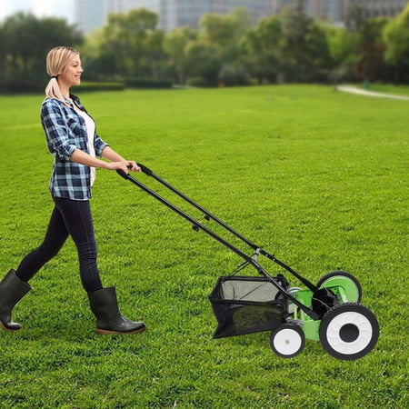 22.24*17.71*31.88 in Green Adjustable Cutting/ Handle Height Grass Cutter with Grass Catcher