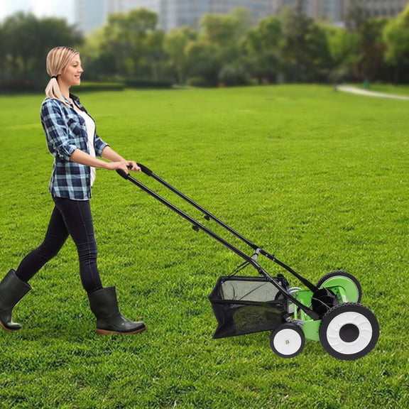 22.24*17.71*31.88in Green Adjustable Cutting/ Handle Height Grass Cutter with Grass Catcher