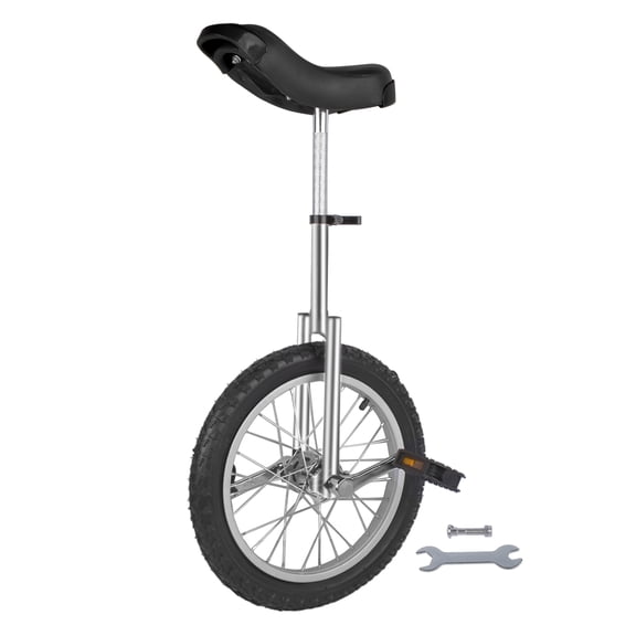 16 Inch Adjustable Height Unicycle for Balance Training and Outdoor Fitness, Easy to Assemble Single Wheel Cycle for Circus Performance