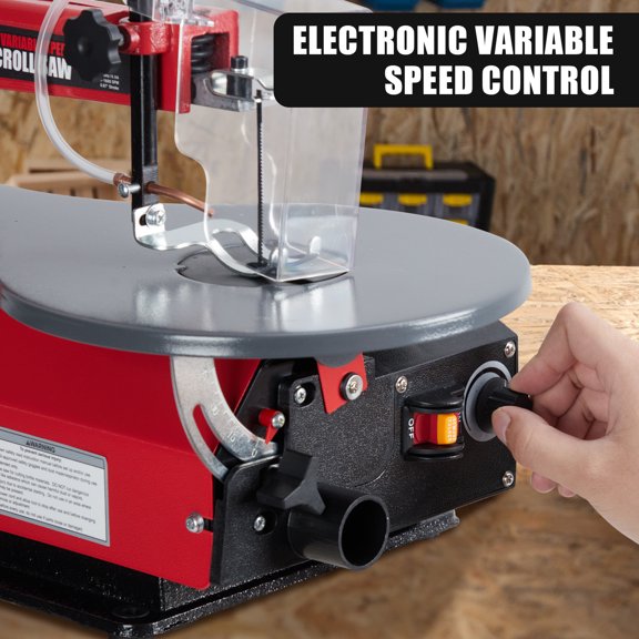 16-Inch Adjustable Speed Scroll Saw Extra-Large Tilting Work Table with LED Light power 1A 16 inches storage