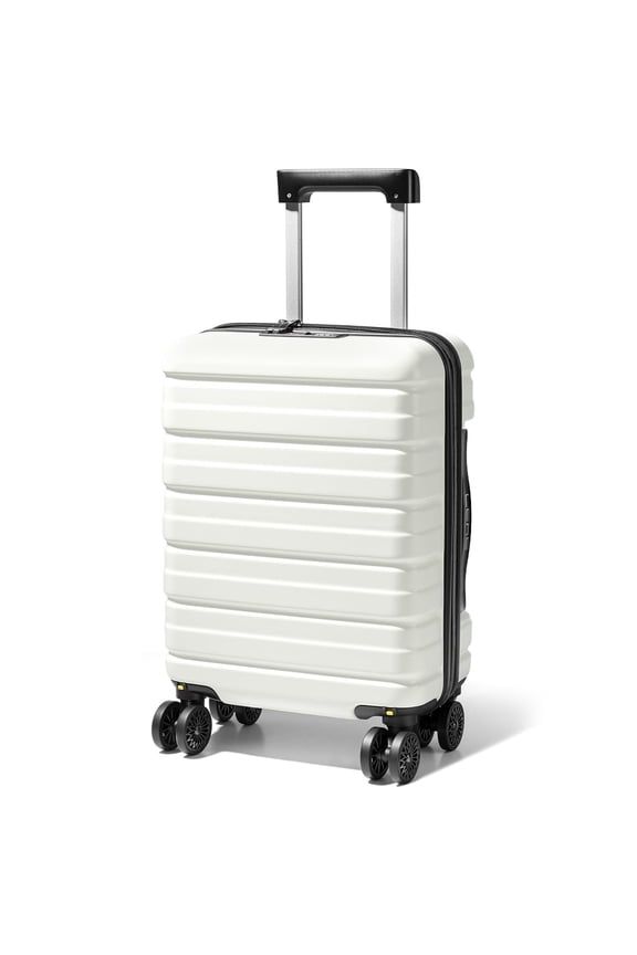 Lightweight Airline Approved Underseat Carry On, 16 inch Hard Shell Travel Suitcase with Spinner Wheels & TSA Lock, Beige