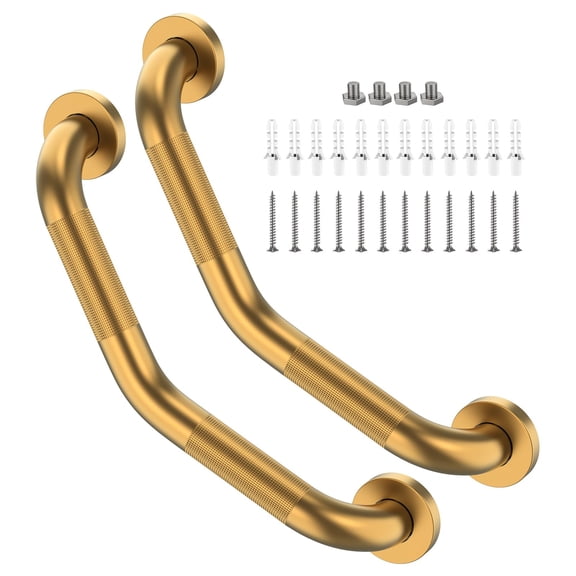 16 Inch Angled Grab Bar 2 Pack Anti Slip Brushed Shower Stainless Steel Knurled Bathroom Balance Safety Hand Rail Support Handicap Injury Seniorist Bath Handle
