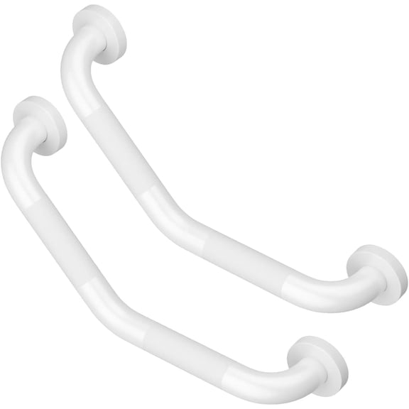 16 Inch Angled Shower Grab Bar White, ZUEXT 2 Pack Anti Slip Bathroom Grab Bar, Knurled Bathroom Balance Bar,Safety Hand Rail Support Handicap Elderly Injury Senior Assist Bath Handle-1.25” Tube