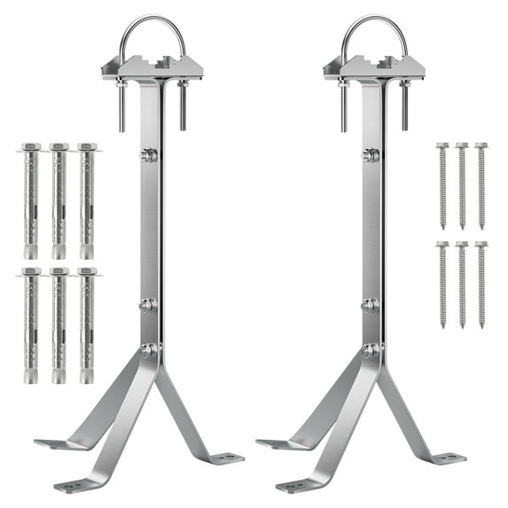 2 Pcs 16" Antenna Mast Wall Mount Bracket Heavy Duty 3-Legs Stand Off Windproof 304 Stainless Steel Antenna Pole Mounting Bracket