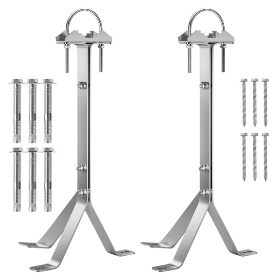 2 Pcs 16" Antenna Mast Wall Mount Bracket Heavy Duty 3-Legs Stand Off Windproof 304 Stainless Steel Antenna Pole Mounting Bracket