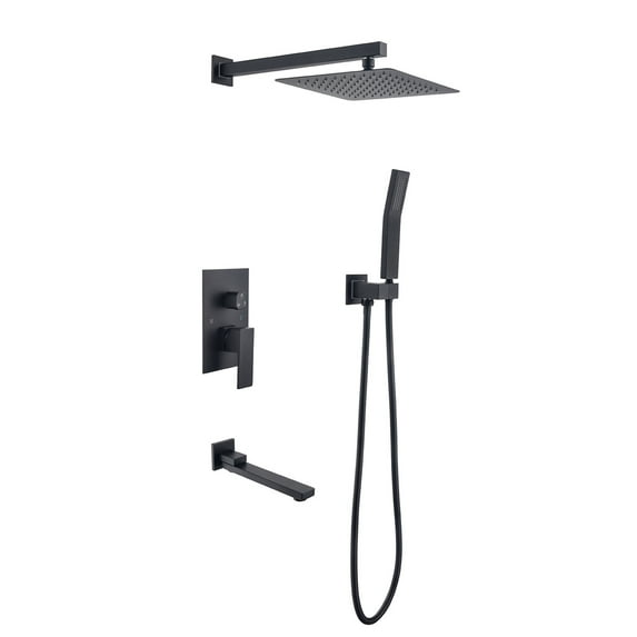 16 Inch Bathroom Rain Shower System Set Wall Mount, with Handheld Shower Head and Tub Spout