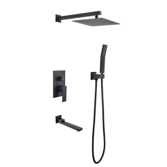 16 Inch Bathroom Rain Shower System Set Wall Mount, with Handheld Shower Head and Tub Spout