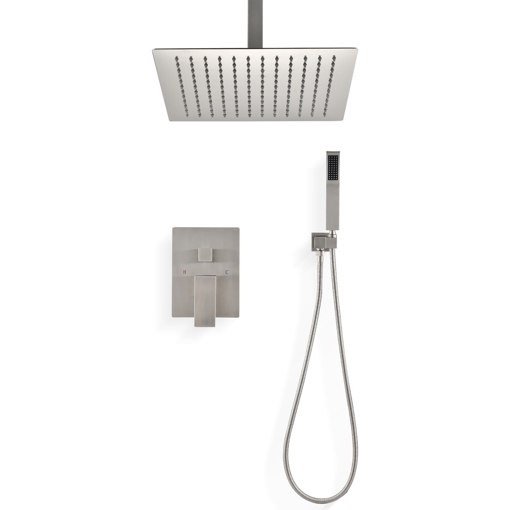 16 Inch Bathroom Rain Shower System Set ceiling mounted, Rainfall Shower Head with Handheld